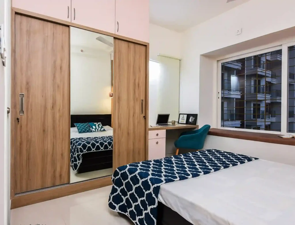 2BHK homes bedroom interior design with wardrobe