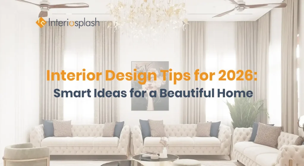 Interior design tips for 2026 featuring smart layouts, warm lighting, and modern home interiors