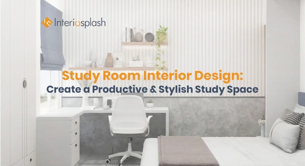 Study room interior design with modern desk, ergonomic chair, and neutral colors for a productive home workspace